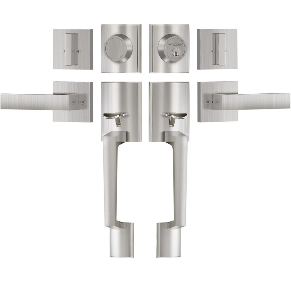 TICONN Double Front Door Handle Set, Heavy Duty Square Door Lever